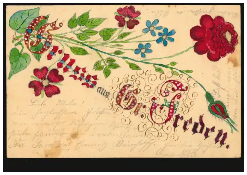 AK Gruss aus Groß Freden: Blumengrüsse, FREDEN (LEINE) 7.11.1902 nach NIENHAGEN