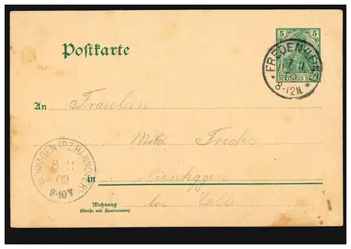 AK Great de Grand Freden: Salut aux fleurs, FREDEN (LEINE) 7.11.1902 vers NIENHAGEN