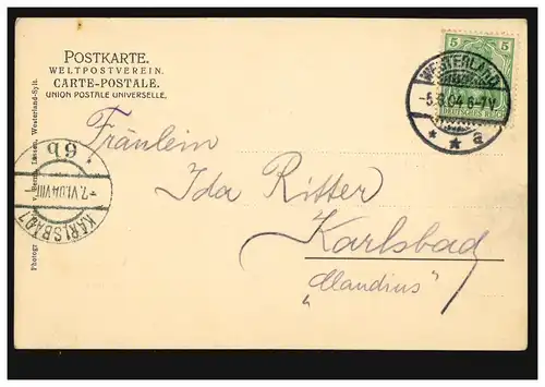 AK Gruss de Westerland-Sylt: La plage, WESTERLAND 5.6.04 selon KARLSBAD 7.6.04