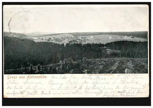 AK Gruss aus Hahnenklee: Panorama, 29.8.1899 nach MARIENFELDE bei BERLIN 30.8.99