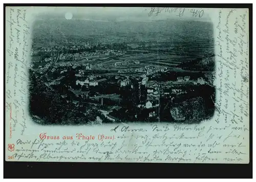 AK Gruss de Thale (Harz): Panorama, 14.9.1898 vers HANNOVER 15.9.98
