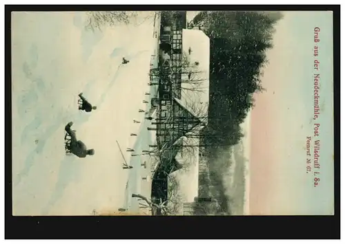 AK Gruss de la nouvelle usine de ponts Post Wilsdruff: Paysage en hiver avec traîneau