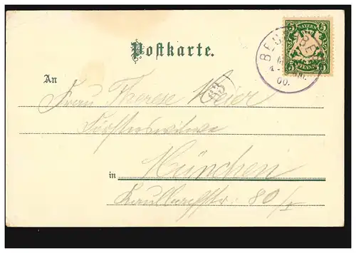 AK Gruss aus Beuerberg: Eurasburg, 27.5.1900 nach München