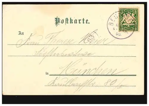 AK Gruss de Beuerberg: Eurasburg, 27.5.1900 à Munich