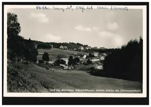 AK Gruss aus Sommerau - höchste Station der Schwarzwaldbahn, ST. GEORGEN 8.8.42