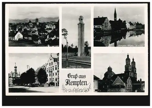 AK Gruss aus Kempten mit 5 Bildern, KEMPTEN ALLGÄU 7.5.1935 nach Ulm