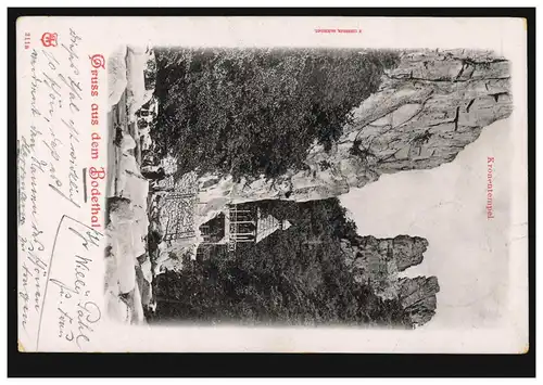 AK Gruss de la vallée de Bode: Temple de Couronne, REPRESENTATION 21.7.1902 selon BERLIN 22.7.