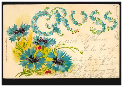 Gruss-AK Blumen, AHLTEN 16.2.1903 nach BURGDORF (HANNOVER) 16.2.03