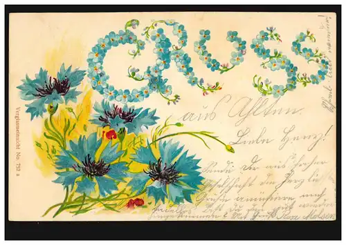 Gruss-AK Fleurs, AHLTEN 16.2.1903 par BURGDORF (HANNOVER) 16.2.03