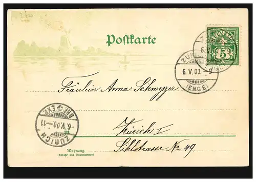 AK Gruse de .... Paysage, ZÜRICH 6.5.1900 comme carte postale locale