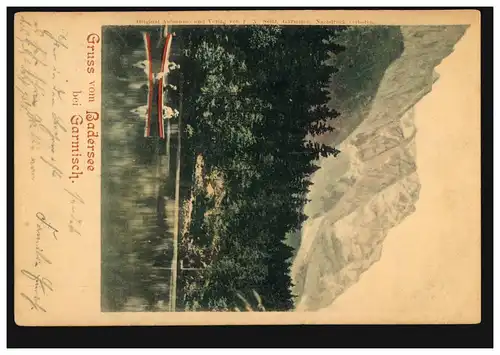 AK Gruss vom Badersee bei Garmsich, GARMISCH 19.7.1910