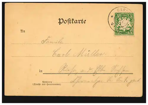 AK Gruss von Badersee bei Garmsich, GARMISCH 19.7.1910
