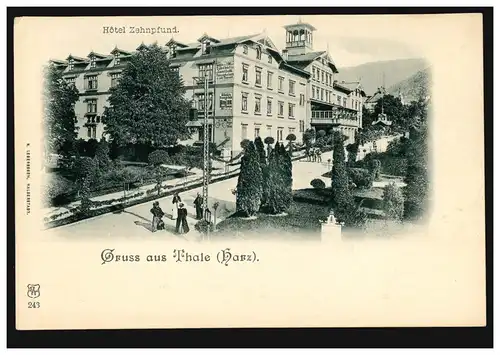 AK Grey de Thale (Harz): Hôtel 10pfen, vers 1900, inutilisé