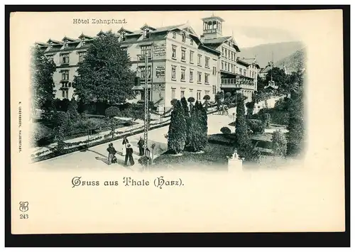 AK Gruss aus Thale (Harz): Hotel Zehnpfund, um 1900, ungebraucht