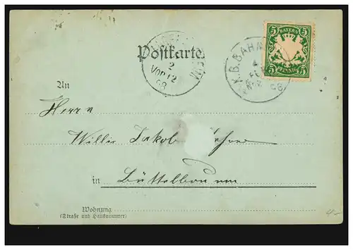 AK Gruss aus Weißenburg am Sand: Die Quelle, per K.B. BAHNPOST 4.2.1898