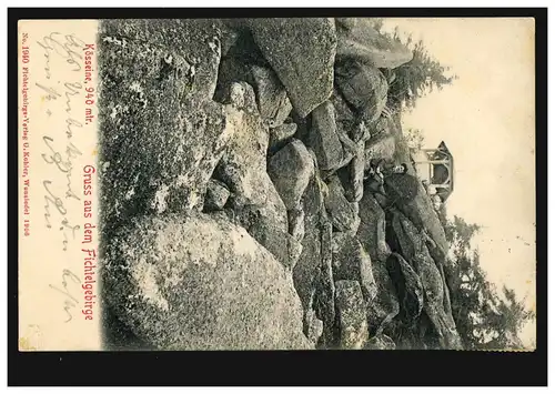 AK Gruss aus dem Fichtelgebirge: Kösseine 940 m NN, WUNSIEDEL 6.9.1906