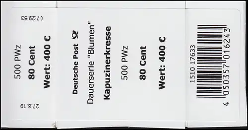 3469 Kapuzinerkresse 80 C (kleine Nr.) Banderole / Aufkleber für 500 Stück