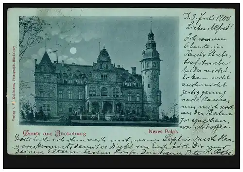 AK Gruss von Bückeburg: Nouveau Palais, 4.7.1900 vers WALTERSHAUSEN 47.00