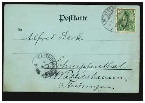 AK Gruss vom Bückeburg: Neues Palais, 4.7.1900 nach WALTERSHAUSEN 4.7.00