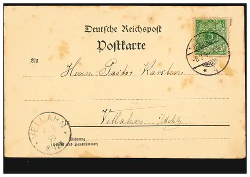 AK Gruss de Berlin: ElisabethHôpital - Lützowstraße, 8.3.1899 vers VELLAHN