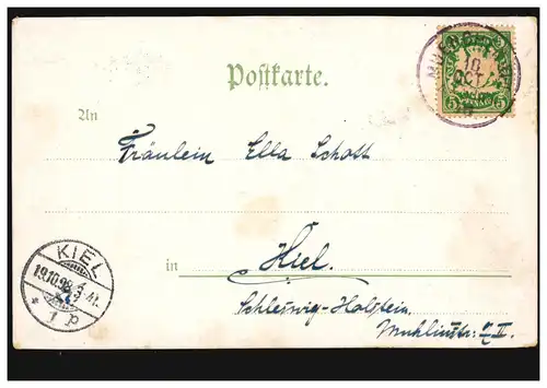 AK Gruss aus München: Hofbräuhaus, 18.10.1898 nach KIEL 19.10.98