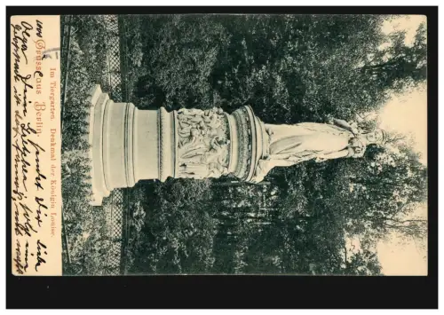 AK Gruss aus Berlin Im Tiergarten Denkmal der Königin Luise, CHARLOTTENBURG 1902