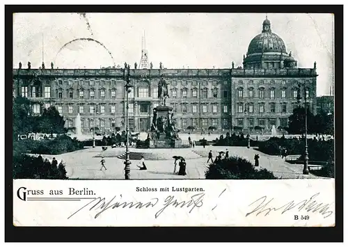 AK Gruss Berlin: Château et jardin d'intérêt, 8.1.1900 da INGOLSTADT 9.1.00