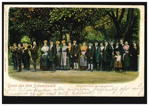 AK Gruss de la Forêt Noire mariage paysan à Rippolds' Au, VILLE DE L'Ami