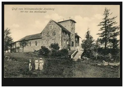 AK Gruss von Willmannsdorfer Hochberg, SEICHAU 1915 vers Liegnitz