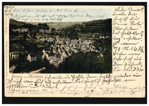 AK Gruss aus Montjoie: Panorama, 5.4.1903 nach BRÜSSEL 6.4.03