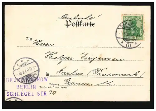 AK Gruss aus Berlin: Gendarmenmarkt, BERLIN 61e - 6.6.1902 nach AACHEN 7.6.