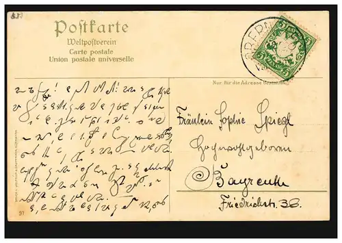 Peinture-AK Gruss de Munich: Eglise féminine de Heinrich Kley, OBERNSEES vers 1900