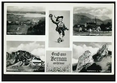 AK Gruss aus Bernau am Chiemsee: 4 Bilder, gelaufen um 1940