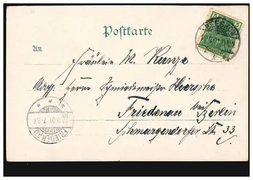 AK Grüss de la garnison: Fleur des Margerites, BEESKOW 16.9.01 n. FRIEDENAU 17.9.