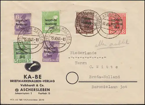 185ff SBZ-Aufdrucke Kontrollrat und Bärenausgabe MiF Brief ASCHERSLEBEN 15.10.48