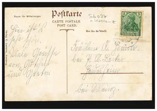 AK Gruss aus Arenberg genannt Roter Hahn mit 6 Bildern, 21.4.1908 