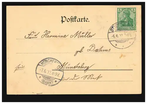 AK Gruss de Bad Sulza: Hôtel Bourse et Château Sonnenschein STADTSULZA 6.6.1902