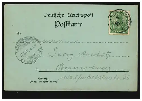 AK Gruss aus Wernigerode: Steinerne Renne, HASSERODE 16.6.1900 