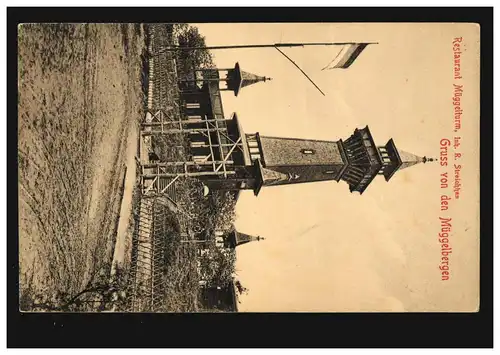 AK Gruss von den Müggelbergen: Restaurant Müggelturm, CÖPENICK 6.6.1907