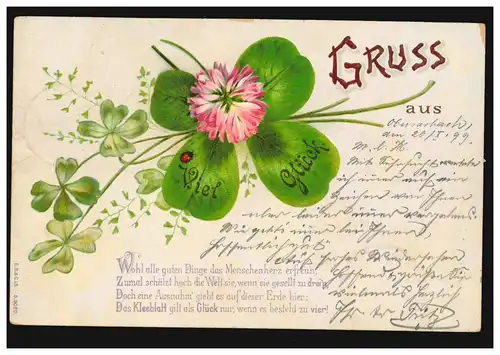 AK Graus de ... Trèfle à quatre feuilles, OBERSABACH 27.10.1899 n. LAHN 27.10