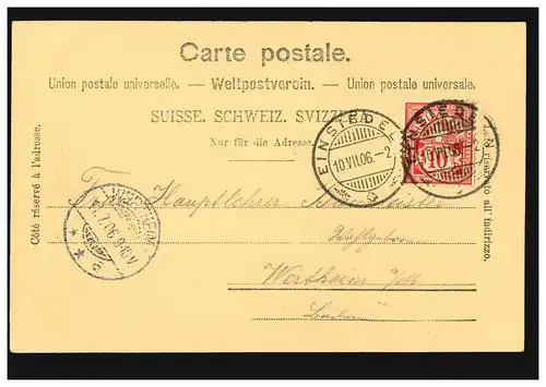 Schweiz AK Gruss aus Einsiedeln: Kloster, 10.7.1906 nach WERTHEIM 11.7.06