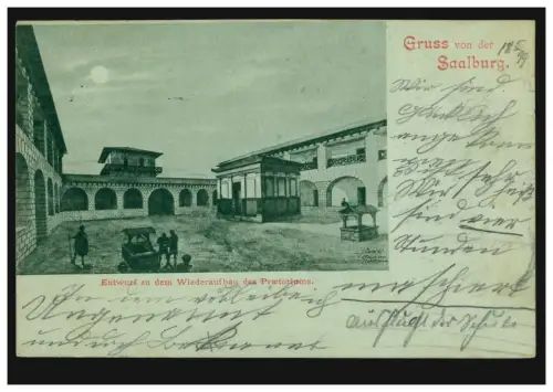 AK Gruss von der Saalburg: Entwurf zu dem Wiederaufbau des Praetoriums, 1899
