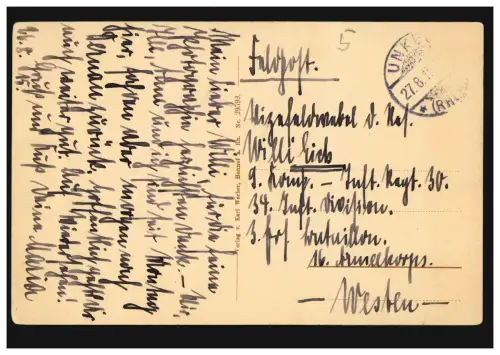 AK Gruss aus Rheinlands Paradies: Rheinpanorama Gedicht Karl Röhrig, UNKEL 1915