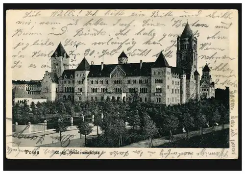 AK Posen: Château royal de résidence, poste de terrain POSEN W 3 k 30.1.1915