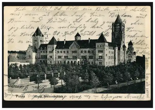 AK Posen: Königliches Residenzschloss, Feldpost POSEN W 3 k 30.1.1915 