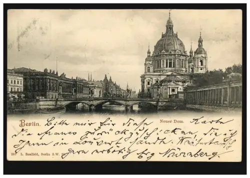 AK Berlin: Neuer Dom, BERLIN SW 61e 18.4.1902 nach WANGEN im ALLGÄU 19.4.02