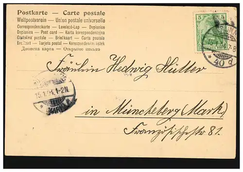 AK Berlin: Königliche Universität, 15.1.1904 nach MÜNCHEBERG (MARK) 15.1.04