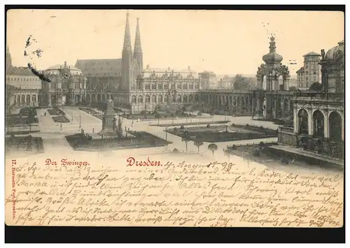 AK Dresden: Der Zwinger, DRESDEN-ALTSTADT 4.8.1898  nach MÜNCHEBERG 5..8.98