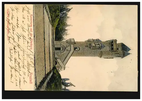 AK Arnstadt: Kaiserturm auf der Altenburg, 14.8.1903 nach HOFGEISMAR 14.8.03