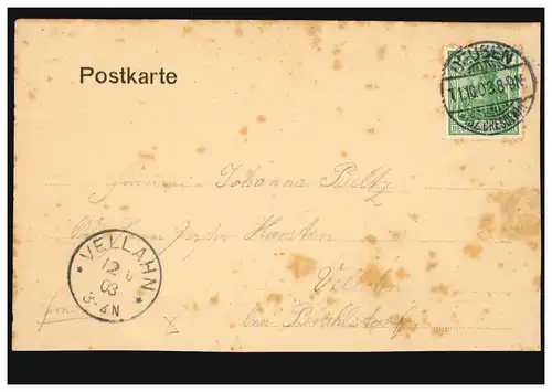 AK Tharandt: Blick von den Cotta-Bänken, DEUSEN (BZ. DRESDEN) 11.10.1903
